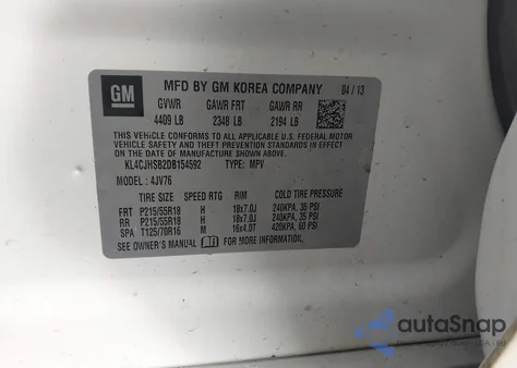 2013 Buick Encore Premium from USA, damaged, VIN KL4CJHSB2DB154592